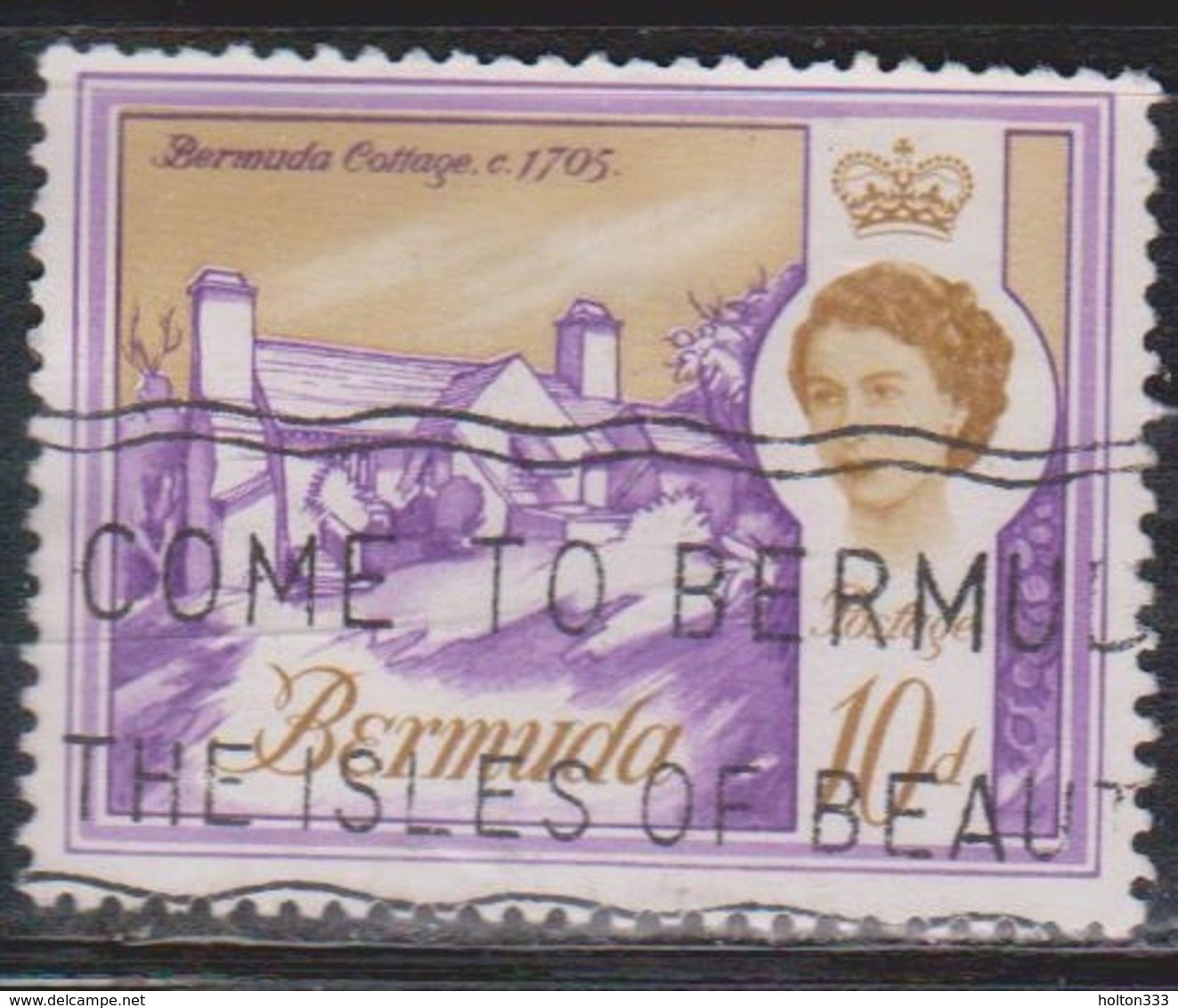 BERMUDA Scott # 182b Used - QEII & Cottage Watermark Sideways - Bermuda