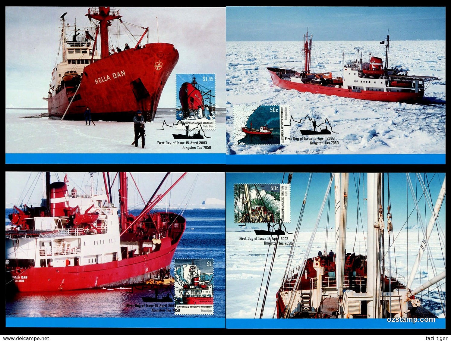 AUSTRALIAN ANTARCTIC TERRITORY • 2003 • ANTARCTIC SUPPLY SHIPS • MAXIMUM CARD SET - Cartes-maximum