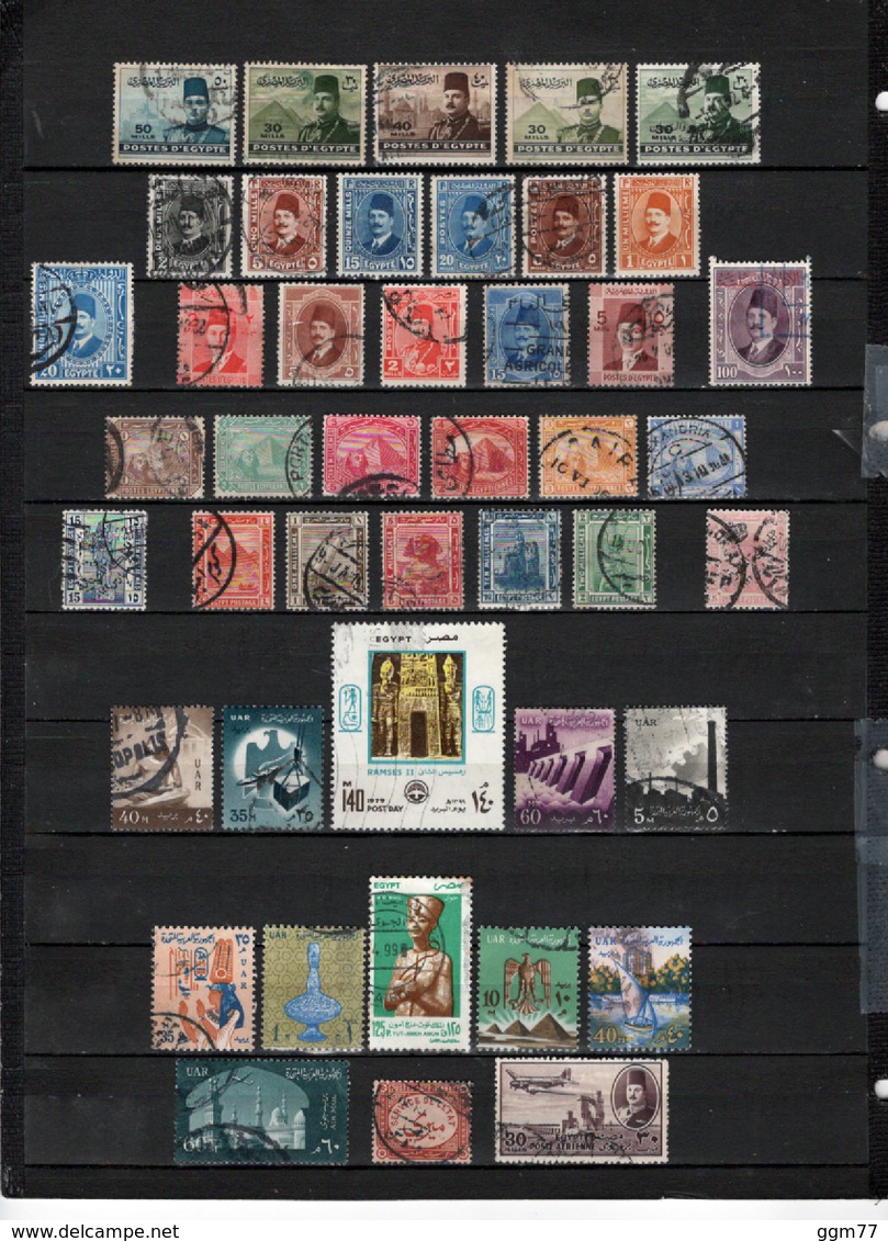 44 TIMBRES EGYPTE OBLITERES & NEUFS** & * DE 1888 à 1979     Cote : 15,40 € - Usados