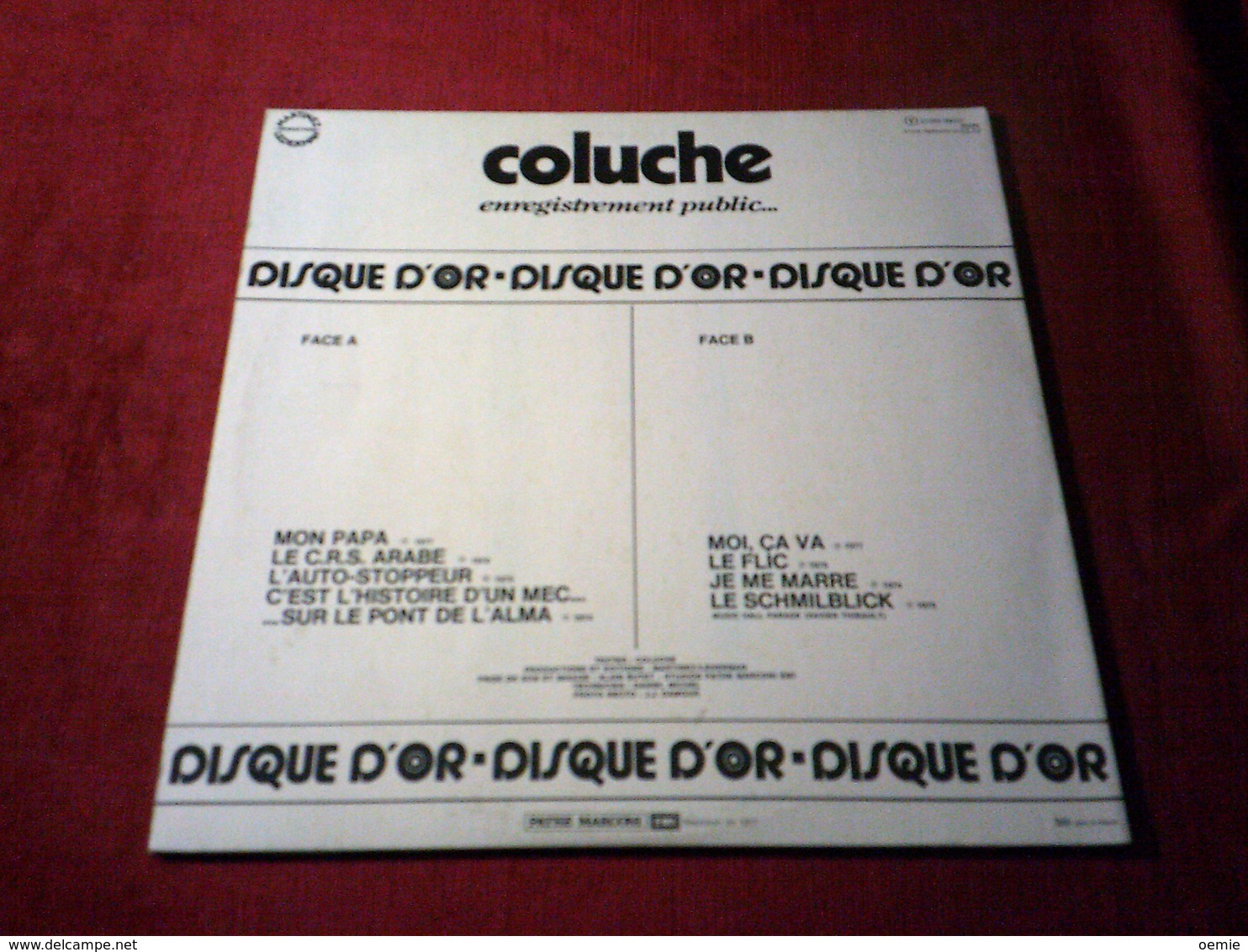 COLUCHE   DISQUE D'OR - Comiques, Cabaret