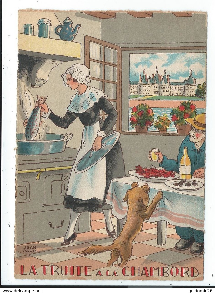 Illustration Signée Jean Paris ,nos Plats Régionaux,la Truite à La Chambord - Autres & Non Classés