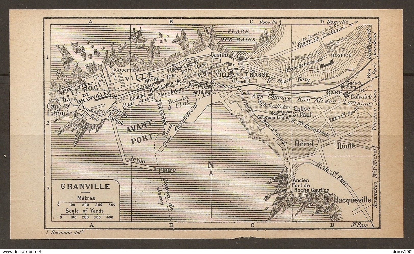 CARTE PLAN 1931 GRANVILLE - AVANT PORT JETÉE PHARE BASSIN à FLOT HÉREL HOULE VILLE HAUTE CASINO LE ROQ - Mapas Topográficas