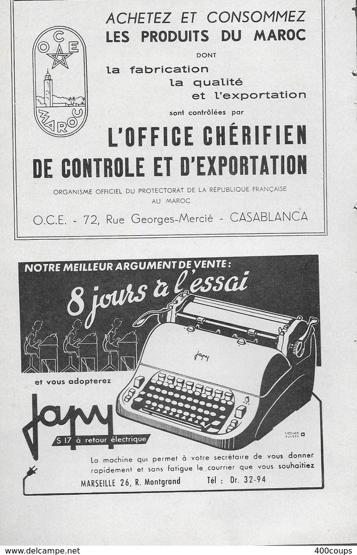 Pub De 1952 - L'OFFICE CHERIFIEN DE CONTROLE ET D'EXPORTATION - - Advertising