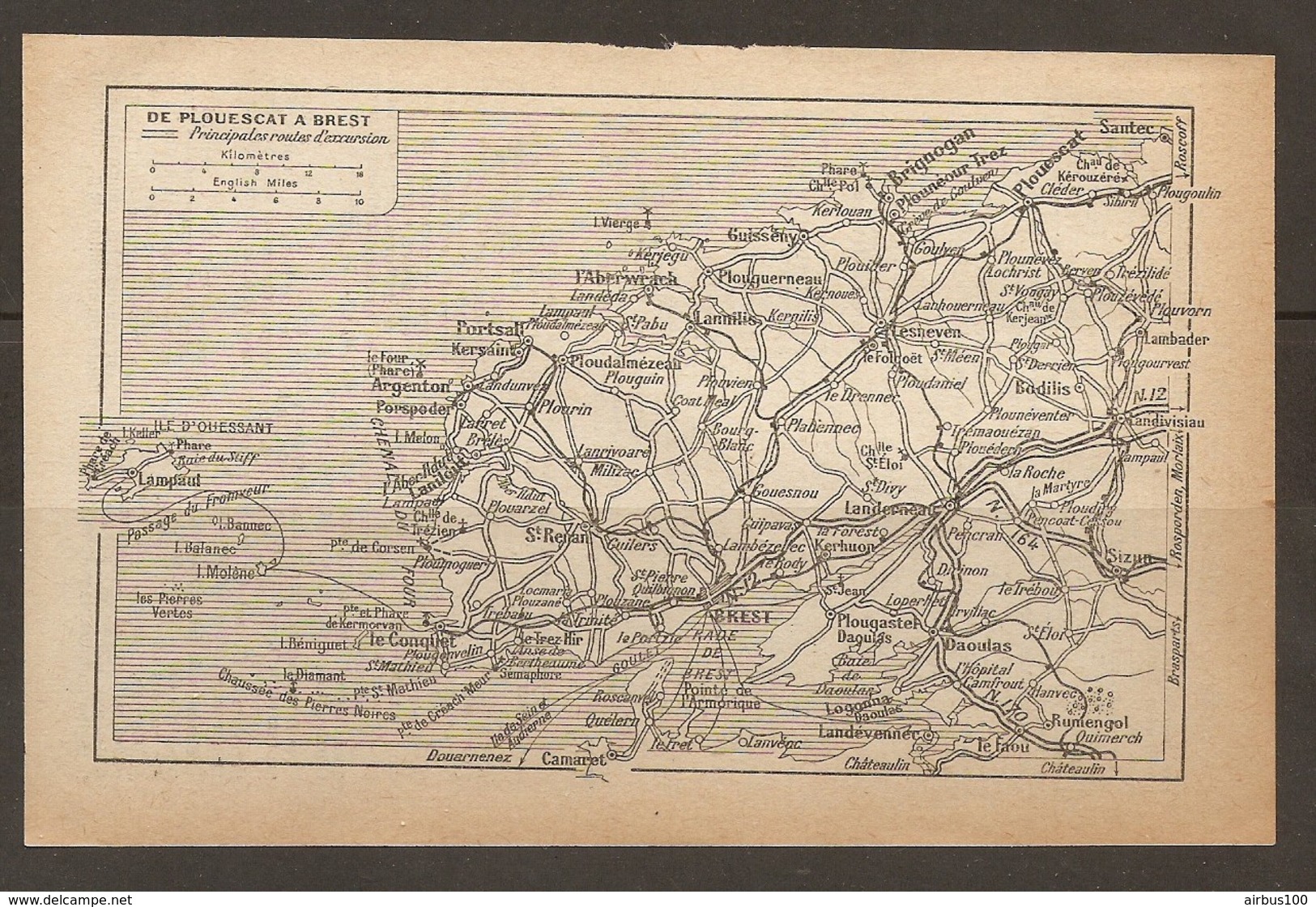 CARTE PLAN 1931 BRETAGNE - DE PLOUESCAT à BREST ARGENTON KERSAINT PORTSALL ABERWRACH GUISSENY BRIGNOGAN SAUTEC - Carte Topografiche