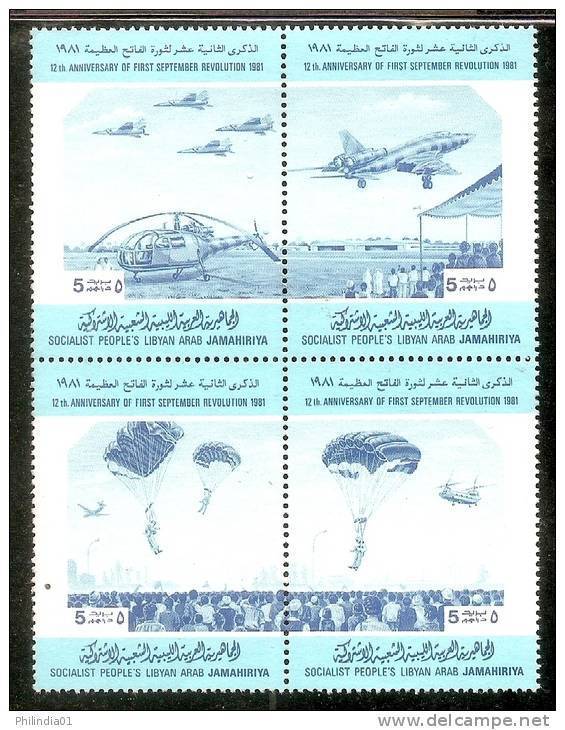 Libya 1981 Military Helicopter Jet Paratroopers Transport Sc 960 Se-tenant MNH # 5122 - Militaria