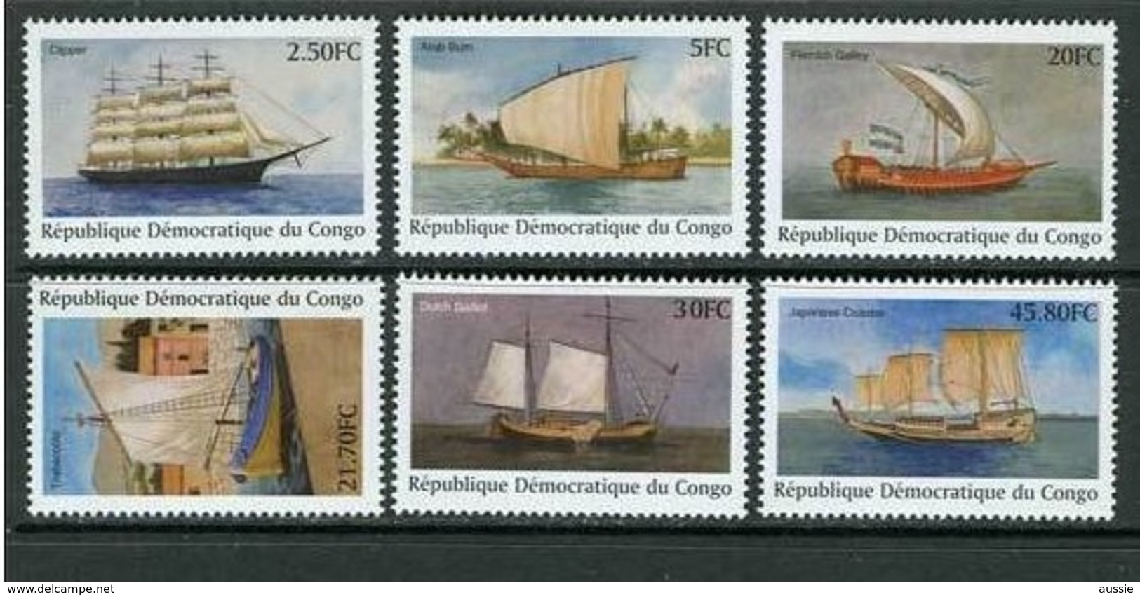 Congo 2001 OBCn° 2002-2007 Yvertn° 1522GV-1522HA *** MNH Yvertcote 16,50 Euro Bateaux Ships Boten - Boten