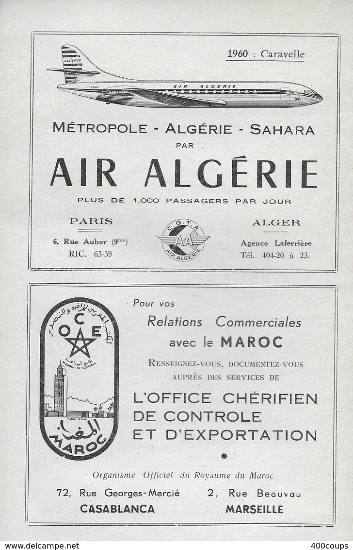 Pub De 1958  - AIR ALGERIE - - Reclame