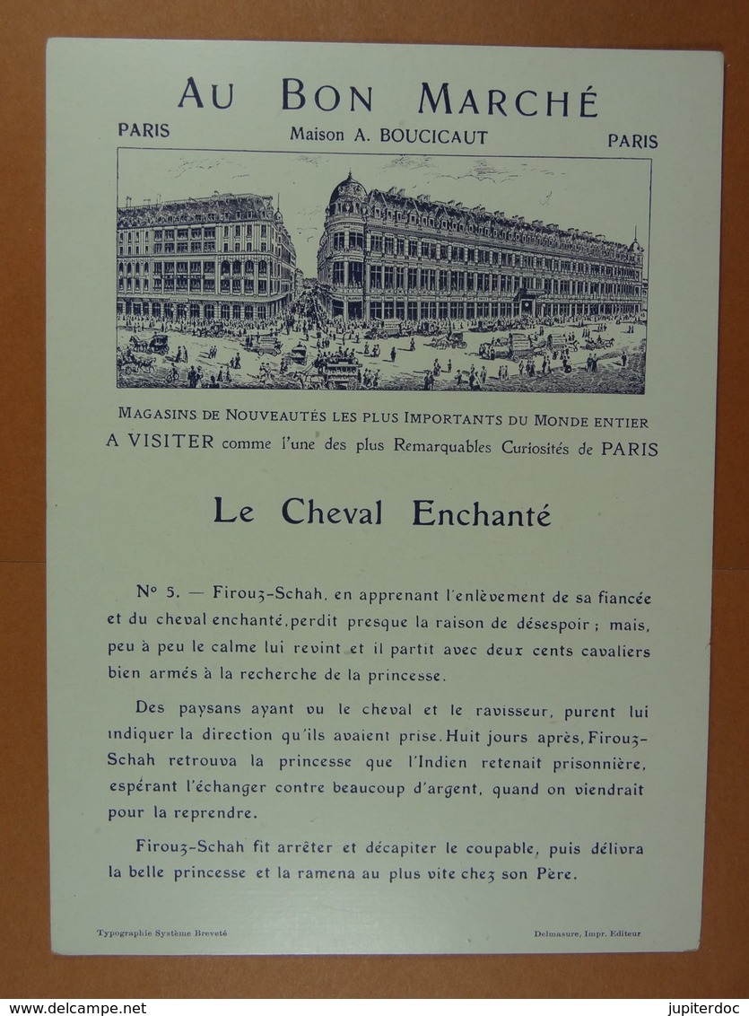 (12,2 Cm X 16,8 Cm) Au Bon Marché Conte Des Mille Et Une Nuits Le Cheval Enchanté - Au Bon Marché