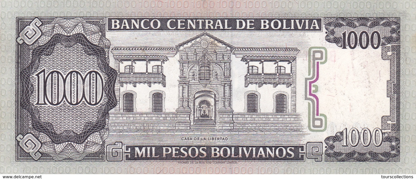 BILLET BOLIVIE De 1000 PESOS BOLIVIANOS De 1982 - J.A De Padilla - N° Rouge B45 - Bolivië