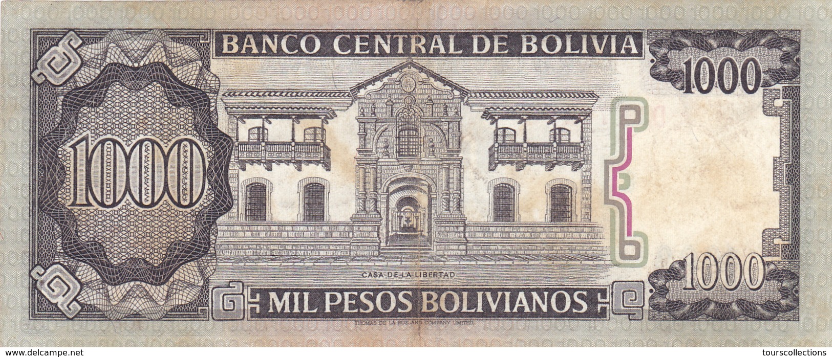 BILLET BOLIVIE De 1000 PESOS BOLIVIANOS De 1982 - J.A De Padilla - N° Rouge D51 - Bolivië