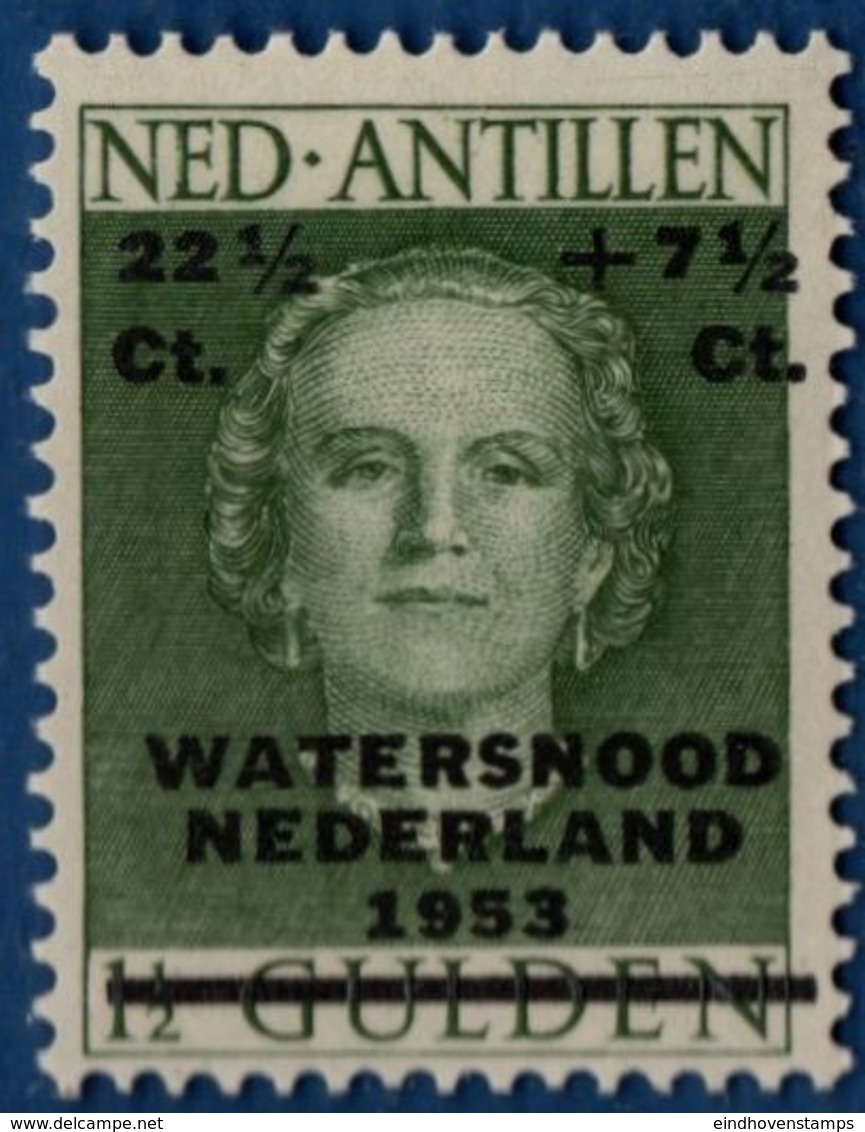 Dutch Antilles 1953 Inundation Relief Stamp 1 Value MNH Overprint - Curacao, Netherlands Antilles, Aruba