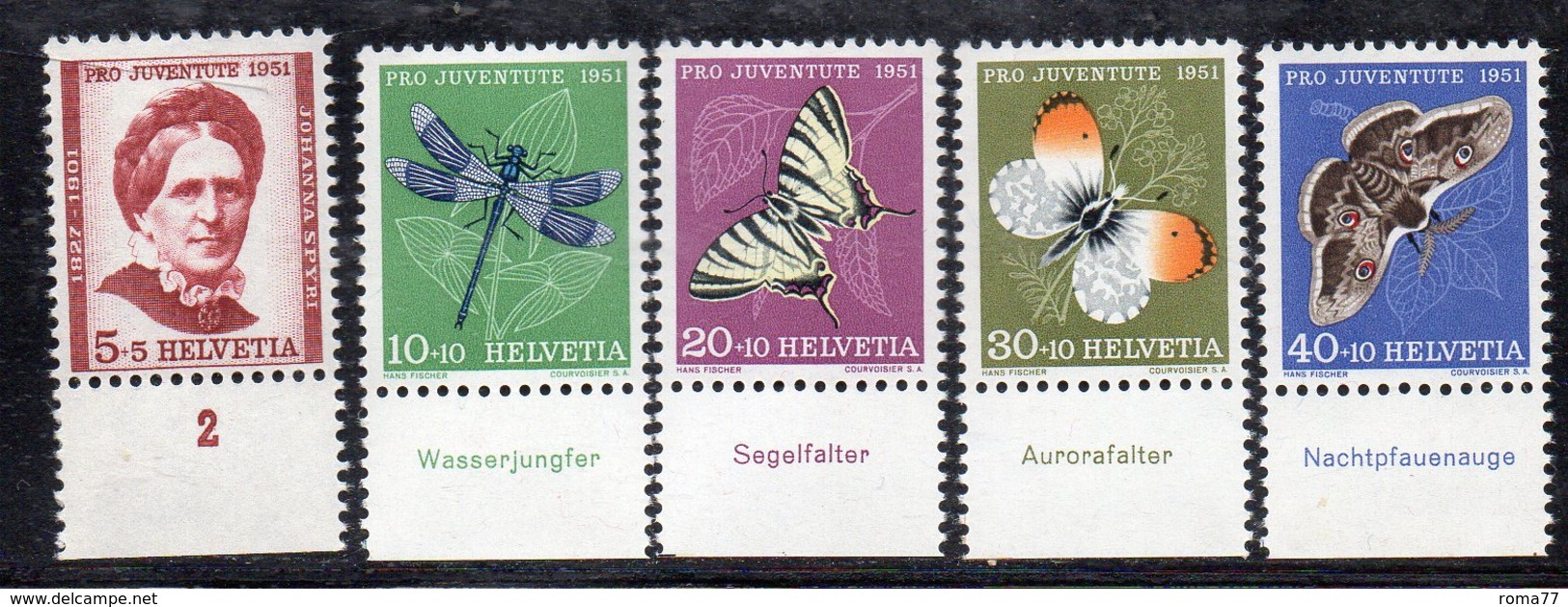 350A/1500 - SVIZZERA 1951 , Unificato N. 512/516  ***  MNH  Pro Juventute - Nuovi