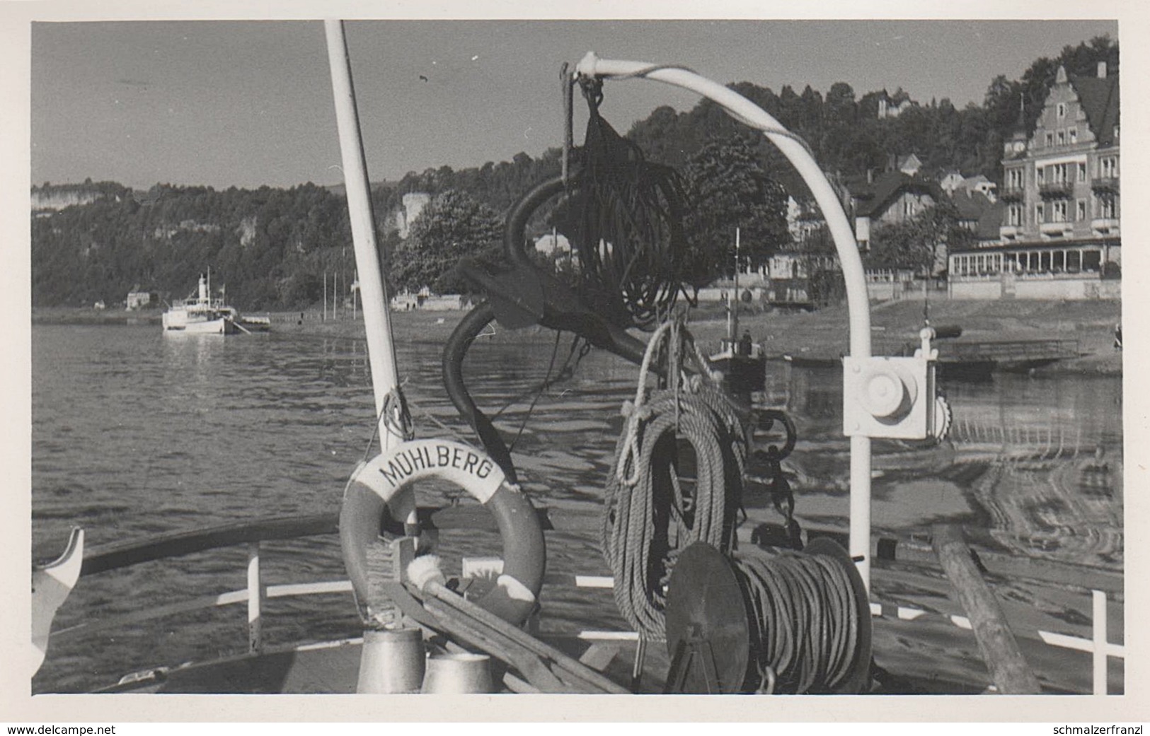 Foto Rohling Für AK Wehlen DSU Dampfer Mühlberg Heck Fähre Pötzscha Rathen Obervogelgesang Pirna Sächsische Schweiz DDR - Wehlen