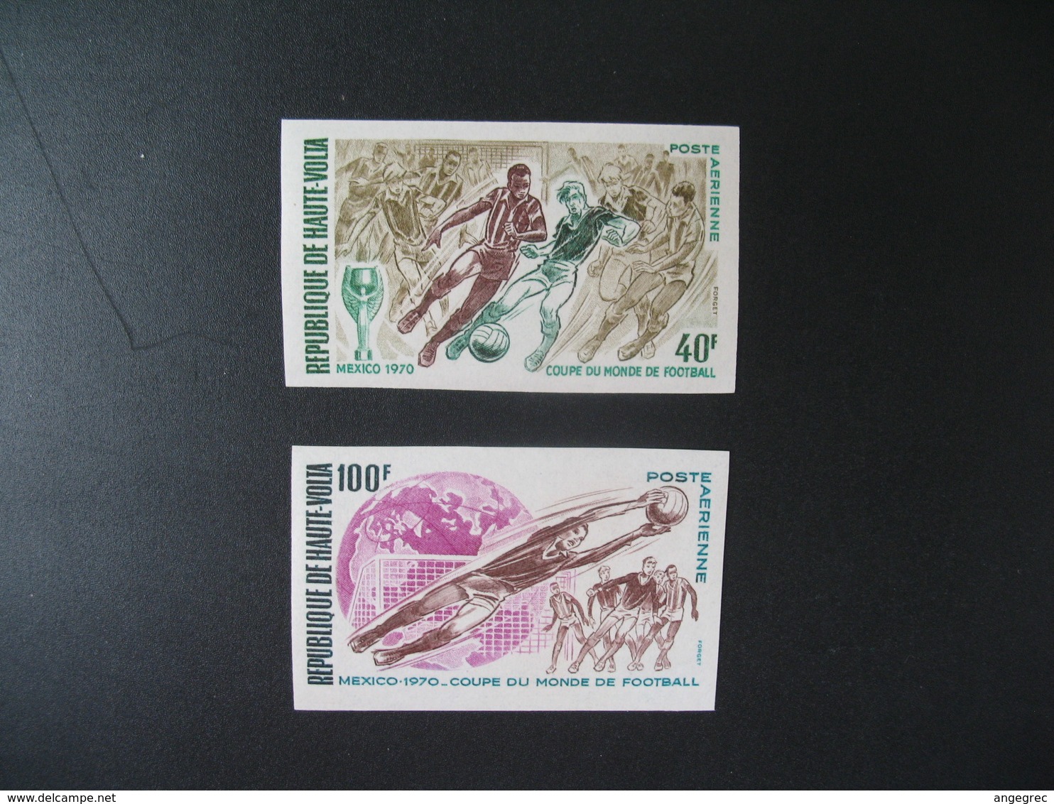 Timbre ND  non Dentelé Neuf ** MNH  - Imperf  Sports Haute Volta Coupe Du  Monde De Football  Au Mexique N° PA 78 Et 79 - 1970 – Mexique