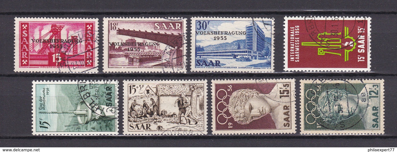 Saarland - 1955/56 - Michel Nr. 362/64+368/72 - Gest. - Gebraucht