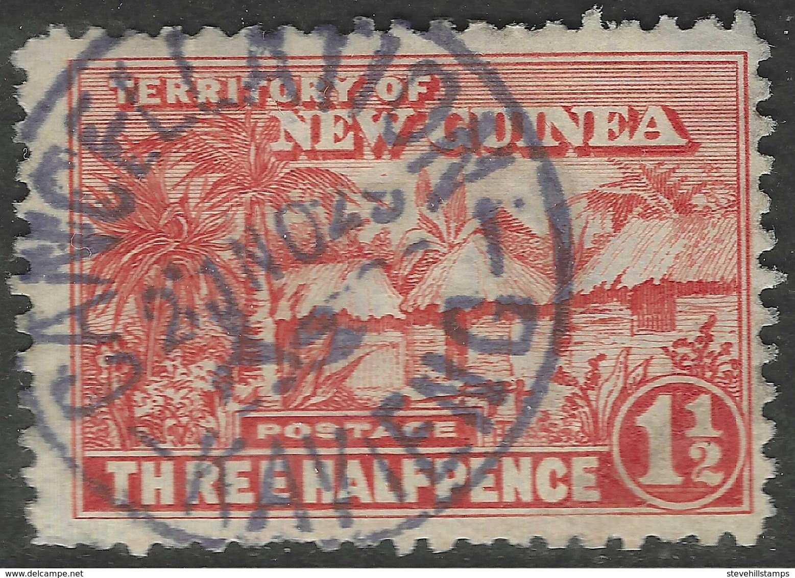 New Guinea. 1925-27 Native Village. 1½d Used. SG 126a - Papua New Guinea