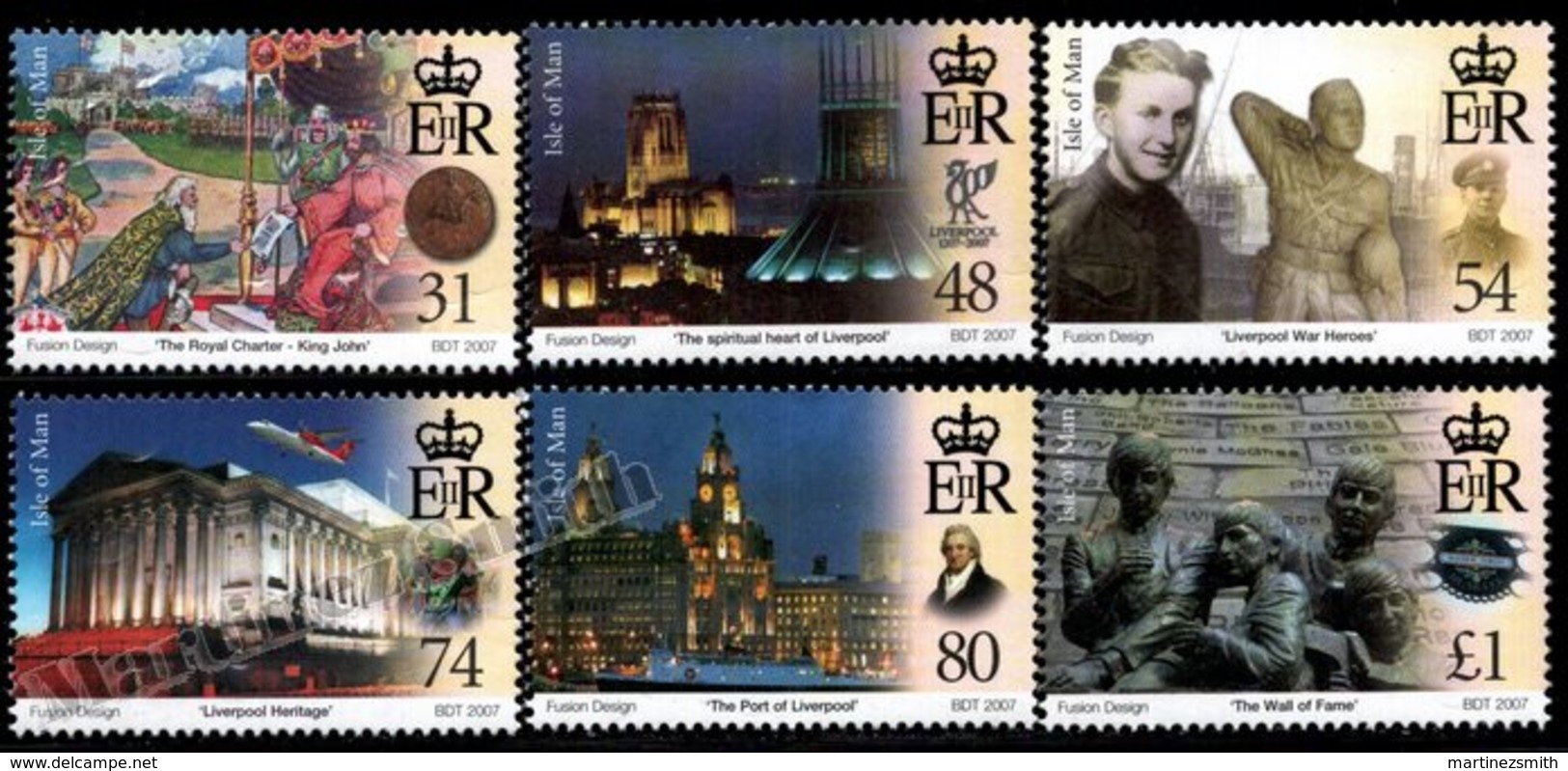 Isle Of Man 2007 Yvert 1398-1403, History. 800th Anniv Liverpool Foundation, Royal Charter - MNH - Isla De Man