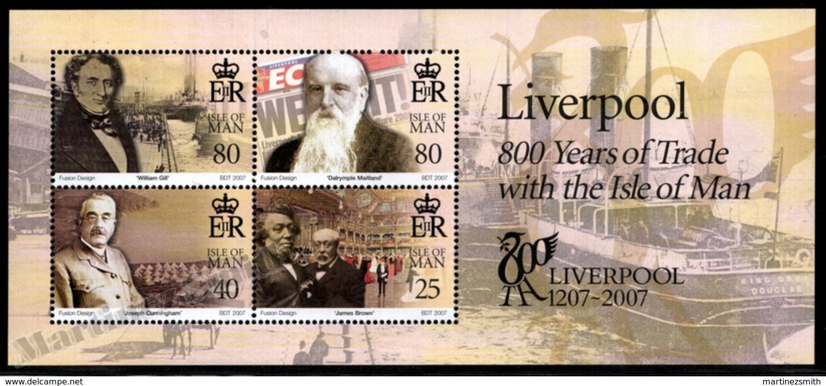 Isle Of Man 2007 Yvert BF 66, History. Famous People. Liverpool, 800 Years Trade With Man- Miniature Sheet - MNH - Isla De Man