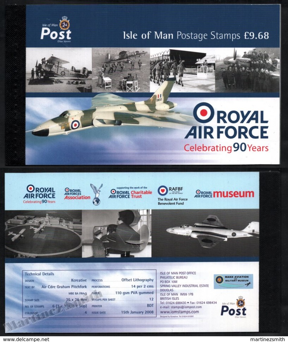 Isle Of Man 2008 Yvert C1444, Military. Airplanes, RAF Royal Air Force Celebrating 90 Years - Prestige Booklet - MNH - Man (Insel)