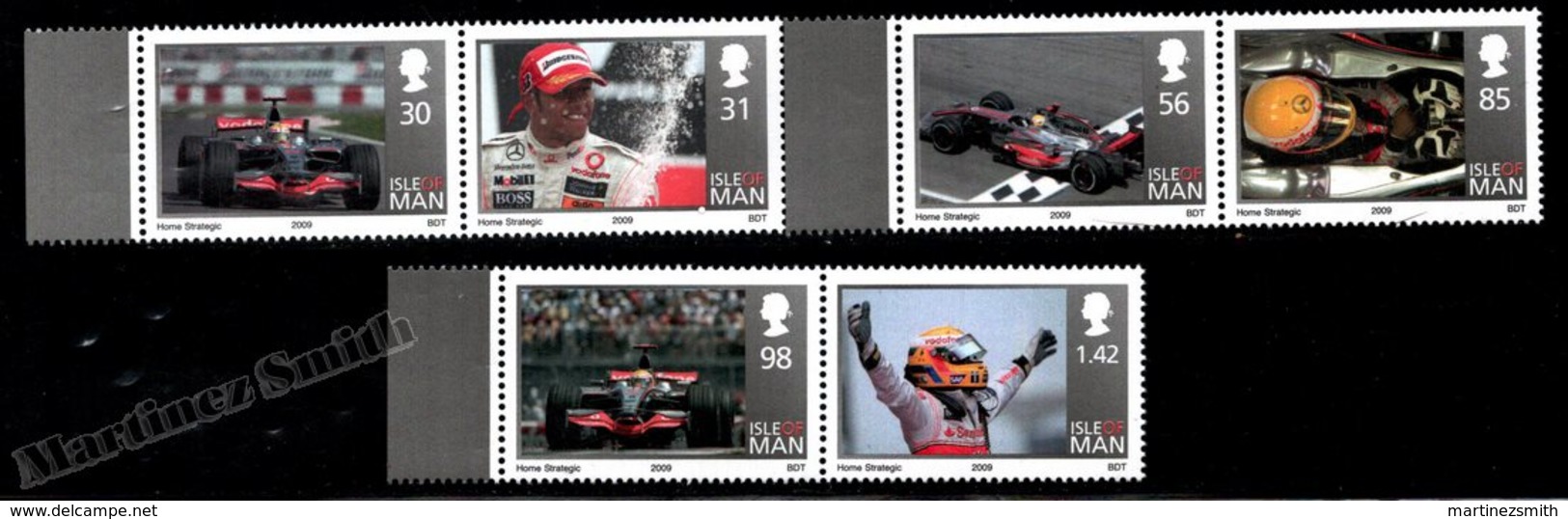 Isle Of Man 2009 Yvert 1522-1527, Famous People. Sports, Cars. Lewis Halmilton, Formula 1 Champion - MNH - Isla De Man