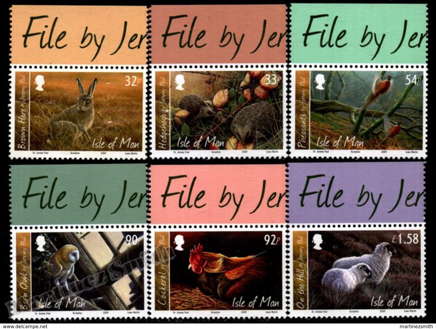 Isle Of Man 2009 Yvert 1580-1585, Fauna. Manx Animals, Jeremy Paul Paintings. File By Jer Tab - MNH - Isla De Man