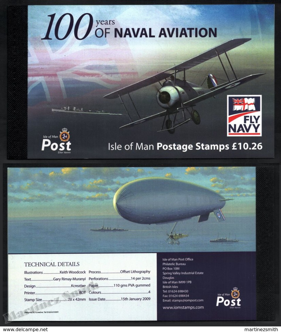 Isle Of Man 2009 Yvert C1516, Military. Airplanes, 100 Years Of Naval Aviation - Prestige Booklet - MNH - Isla De Man