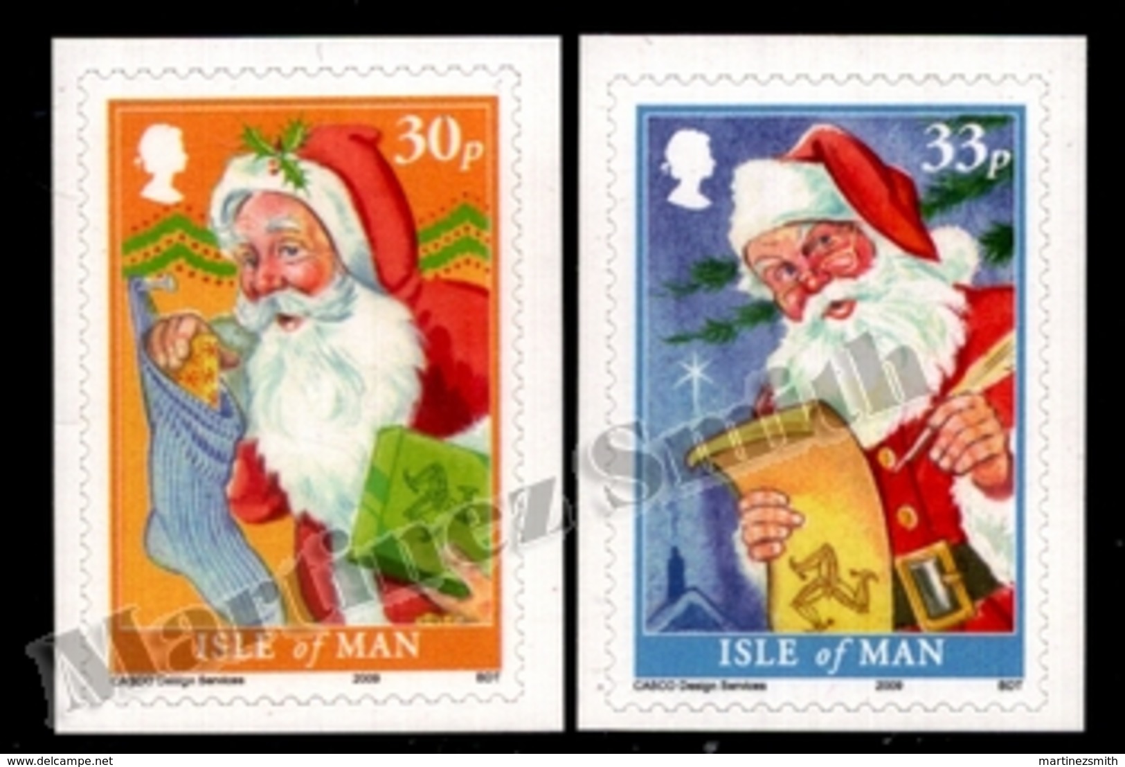 Isle Of Man 2009 Yvert 1600-1601, Christmas. Santa Claus Drawings - MNH - Isla De Man