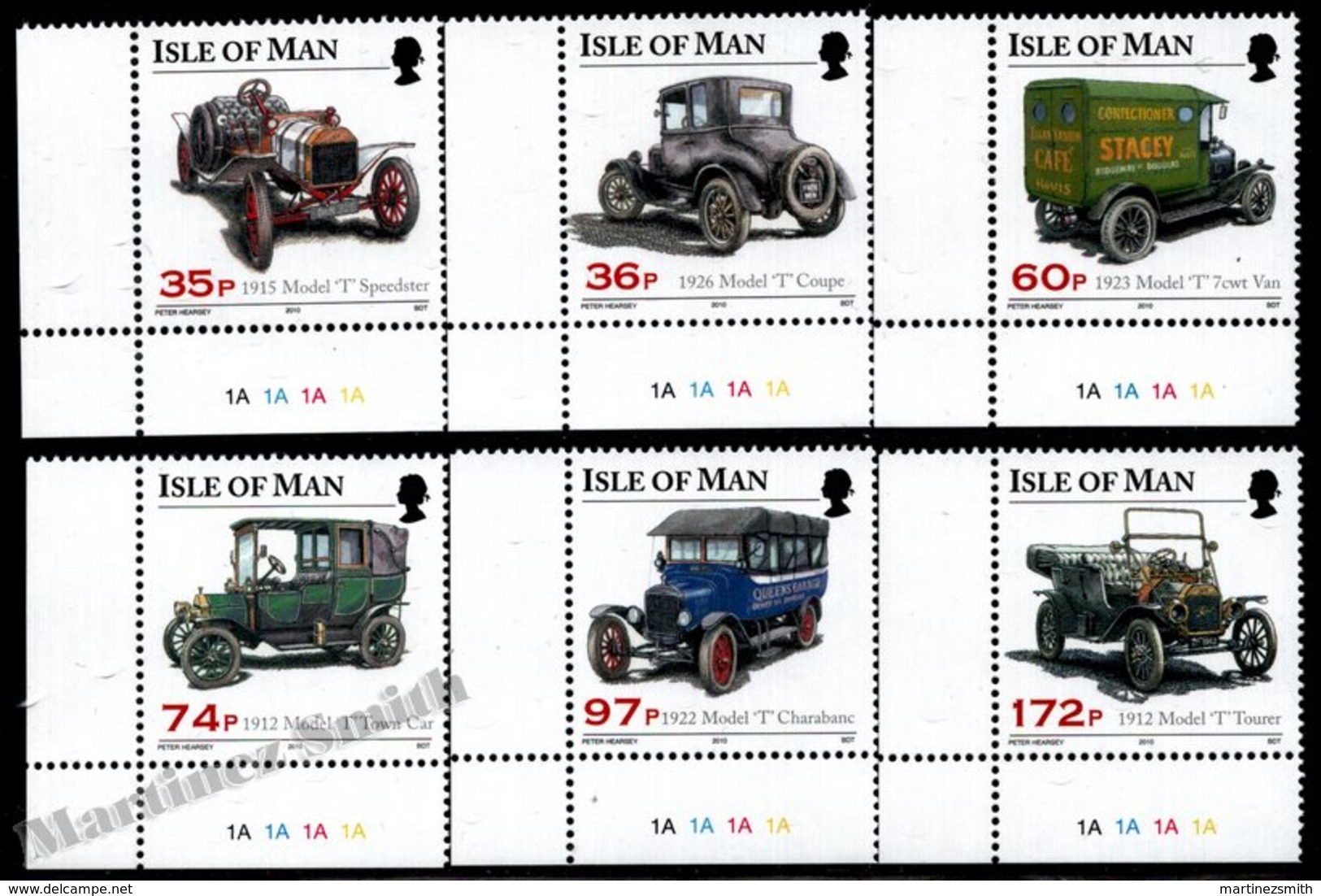 Isle Of Man 2010 Yvert 1644-1649, Cars. Ford Model T Centenary, Assorted Vehicles. Corner Border - MNH - Isla De Man