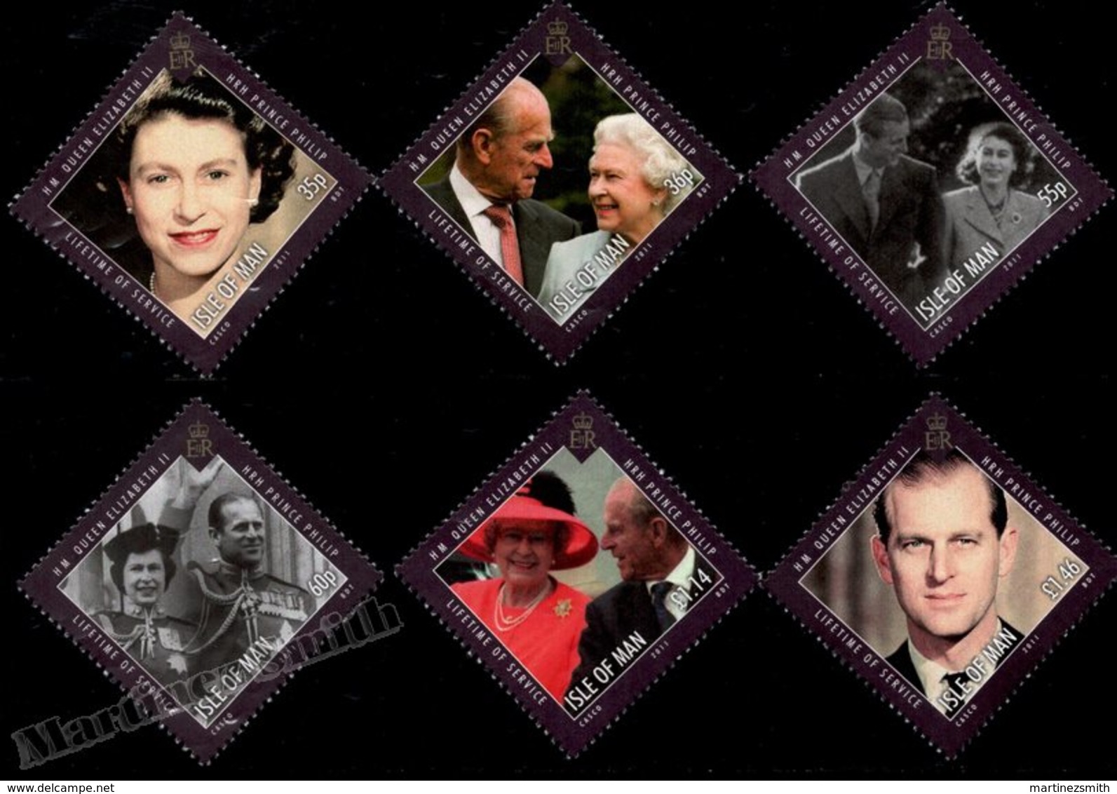 Isle Of Man 2011 Yvert 1681-1686, Royals. Queen Elizabeth II & Prince Philip Duke Of Edinburgh, Couple Portraits - MNH - Isla De Man