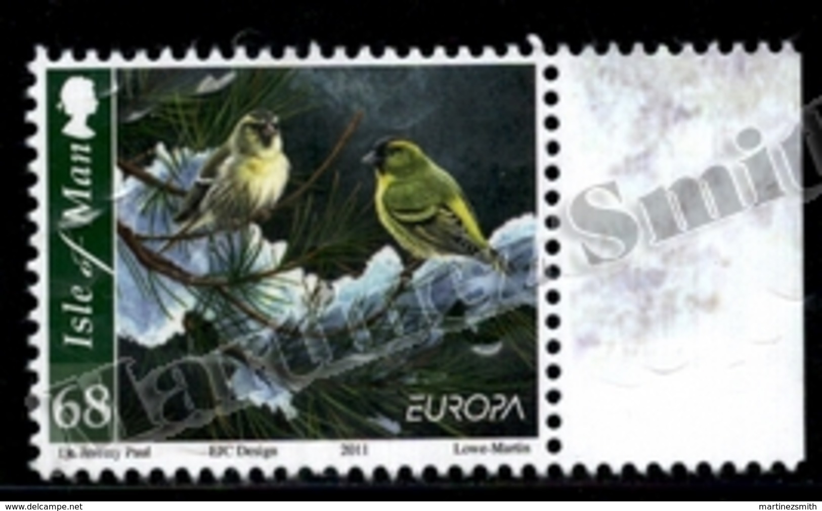 Isle Of Man 2011 Yvert 1756, Europa. Fauna. Birds, Serins Snowy Landscape - MNH - Isla De Man