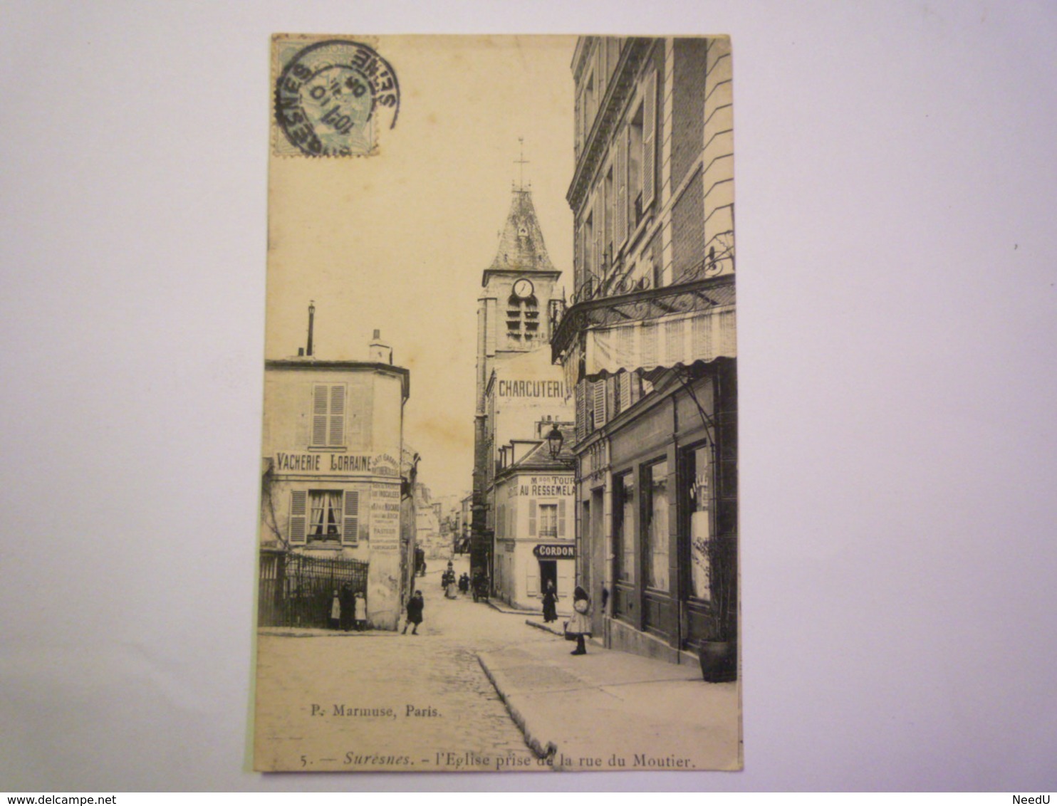 GP 2020 - 2313  SURESNES  (Hauts-de-Seine)  :  L'Eglise Prise De La Rue Du Moutier  1905  XXX - Suresnes