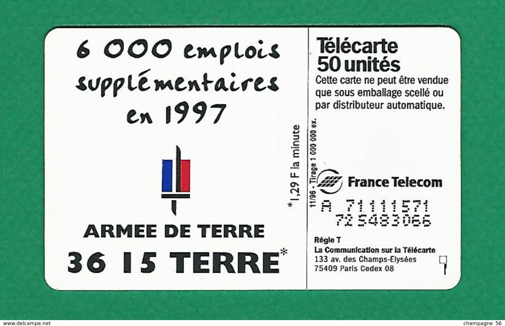 VARIÉTÉS 11  / 1996 ET POURQUOI Pas VOUS ARMÉE DE TERRE  PUCE SO3  50 UNITÉS - Fehldrucke