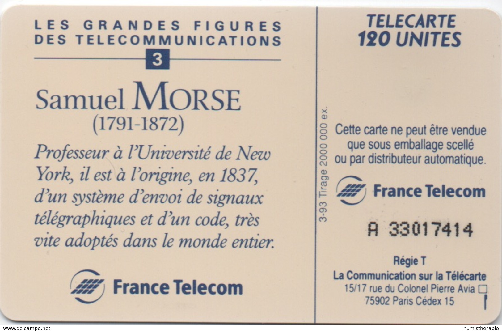 1 Série De 12 : Les Grandes Figures Des Télécommunications : Samuel Morse - Telefoni