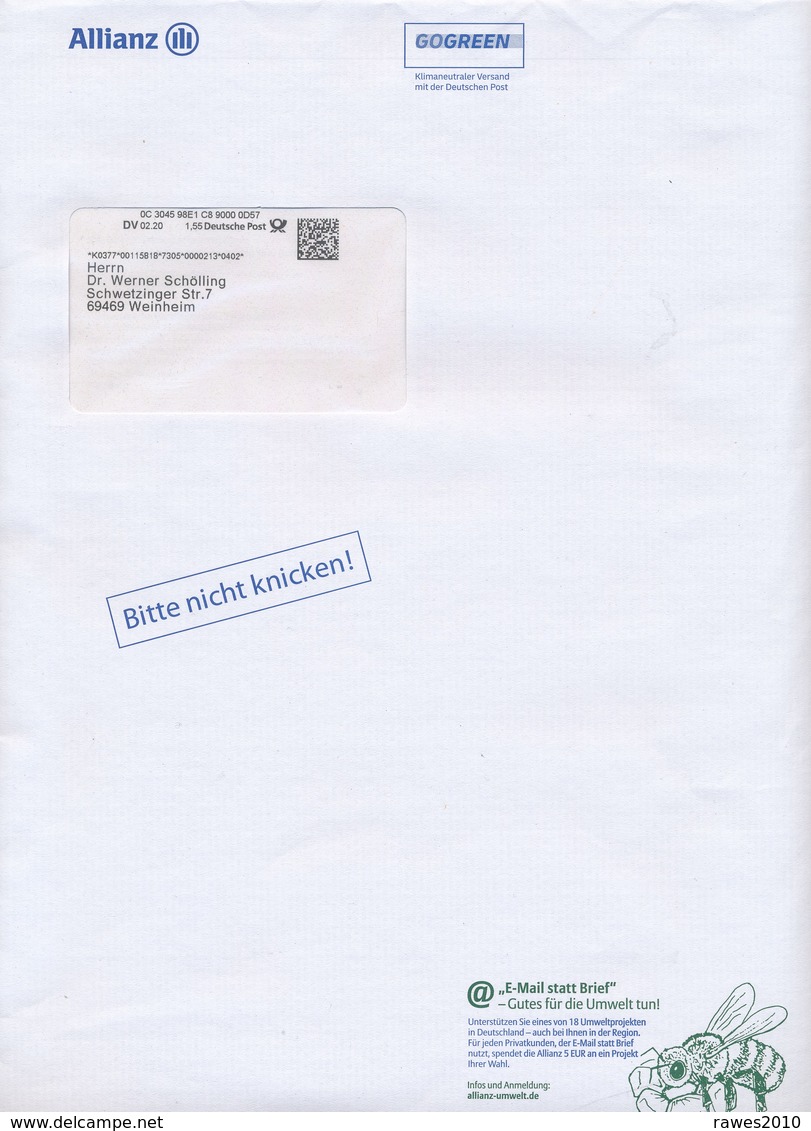 BRD Berlin DV 02.20 1,55 Euro 2020 Allianz Biene Umwelt - Lettres & Documents