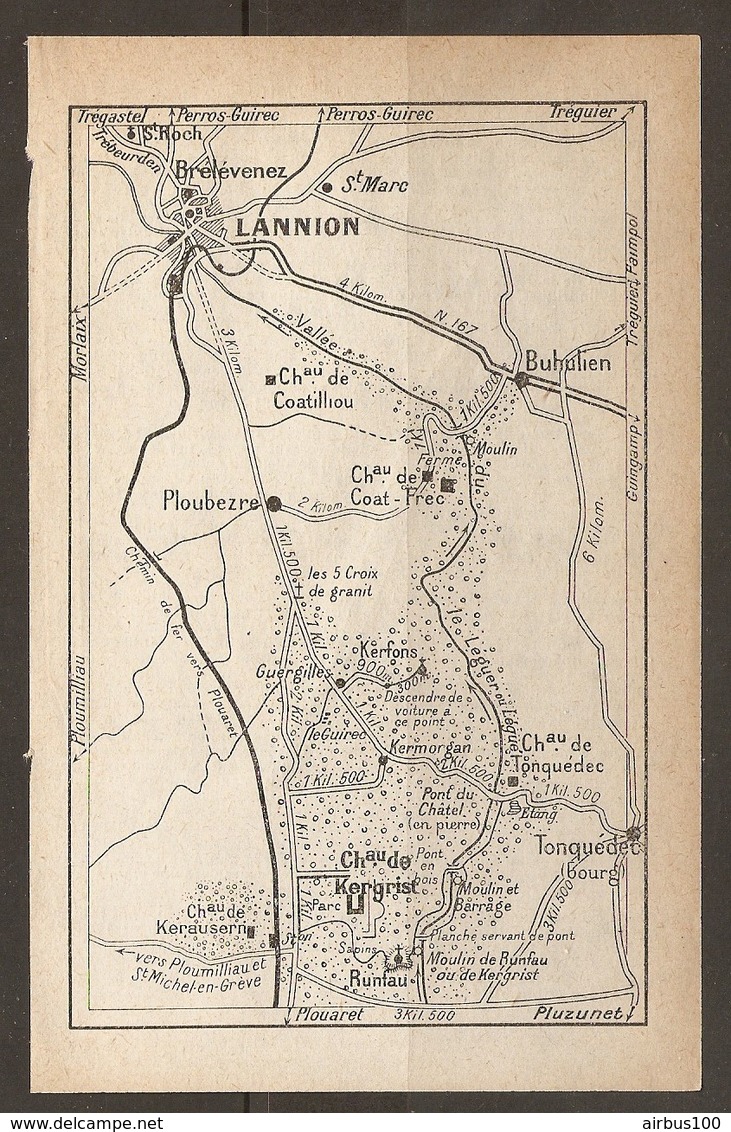 CARTE PLAN 1931 - BRÉLÉVENEZ LANNION BUHULIEN PLOUBEZRE KERGRIST TONQUÉDEC RUNFAU - Cartes Topographiques