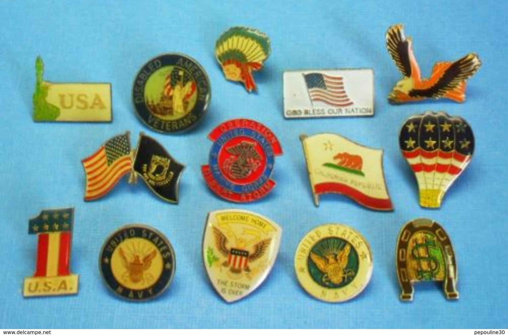 14 PIN'S //  ** U.S.ARMY. / U.S. NAVY. ** - Loten