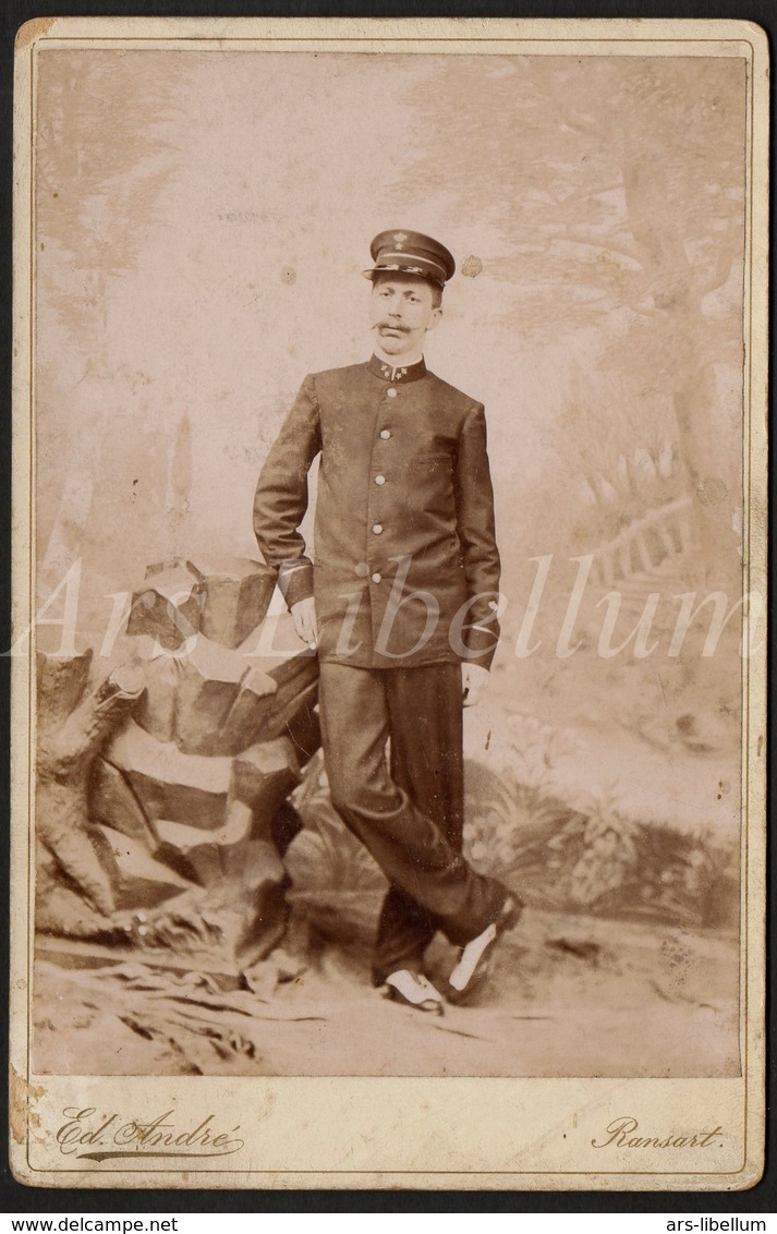 Photo / Cabinet Card / Cabinet Photo / Militair / Soldier / Soldat / Kongo / Congo / Ed. André / Ransart / 2 Scans - Guerre, Militaire