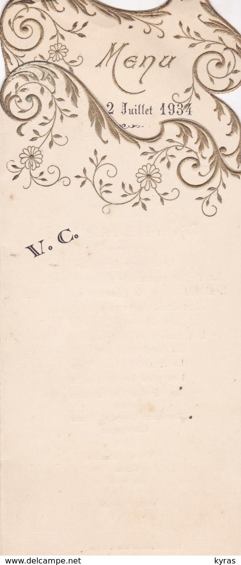 BA / 2 MENUS 8 (16) X18 . 1/ V.C. 02/07/1931 -2/ Mariage VALLUET-CAREL 15/10/1932 (Belle Découpe & Dorures Style 1930) - Menú