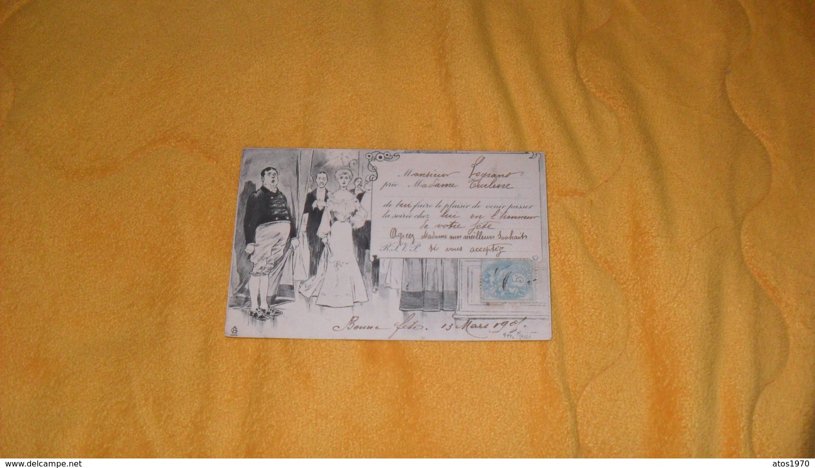 CARTE POSTALE ANCIENNE CIRCULEE DE 1905.../ UNE INVITATION SOIREE FETE...HENRI MORIN...CACHETS + TIMBRE - Morin, Henri