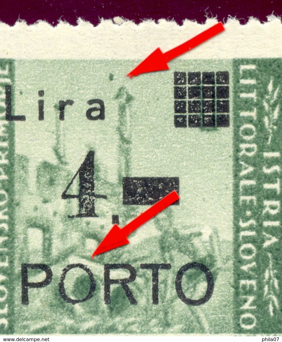 Italy, Yugoslavia - PS No. 10, Type Ia And Error Of Overprint, Thin O In PORTO And Dot Above Tower, Novakovic. - Jugoslawische Bes.: Slowenische Küste