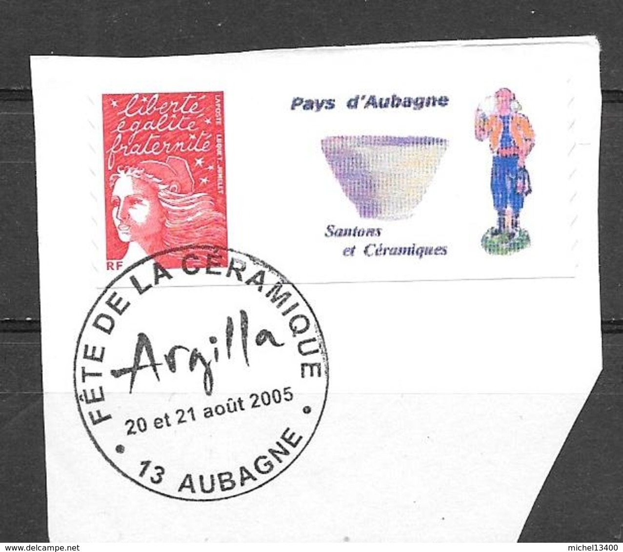 Année 2005 Timbre Argilla Aubagne Cachet Rond - Oblitérés