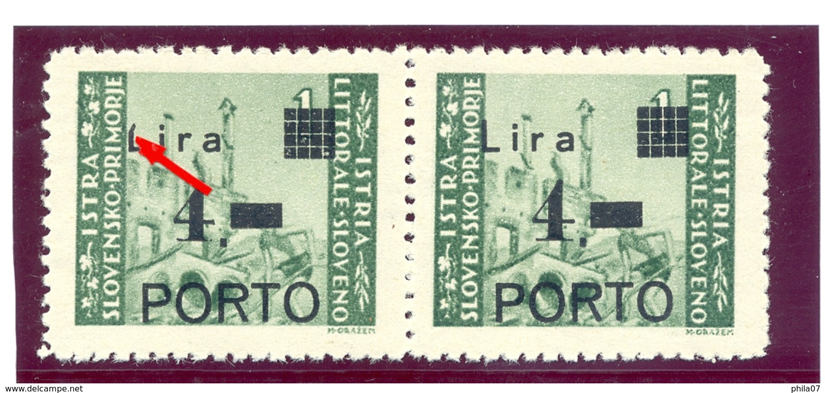 Italy, Yugoslavia - PS No. 10, Type Ia Pair With Error Of Overprint D10W.5-56, Novakovic. - Yugoslavian Occ.: Slovenian Shore