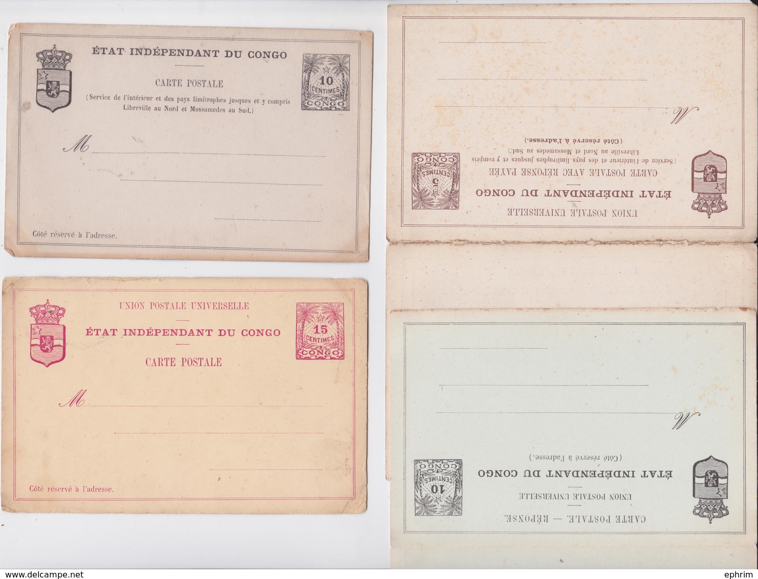 Etat Indépendant Du Congo Entier Postal - Lot De 6 Entiers Postaux Vierges Différents Congo Belge - Ganzsachen