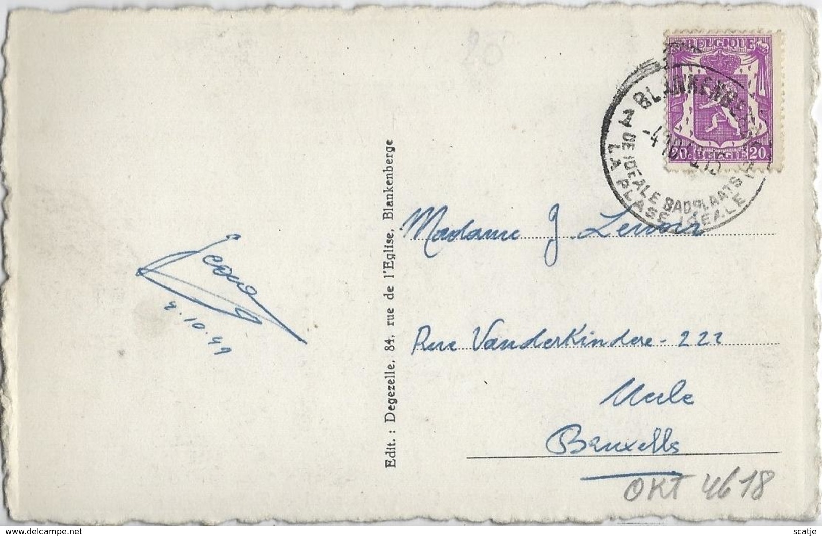 Blankenberge   -     Zonondergang.   -   1949  Naar   Uccle - Blankenberge