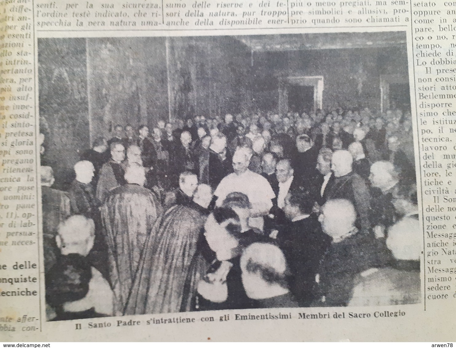 Journal Italien Il Quotidiano Message De Noel Du Pape Pie XII Au Monde Dimanche 25 Decembre 1955 - Autres & Non Classés