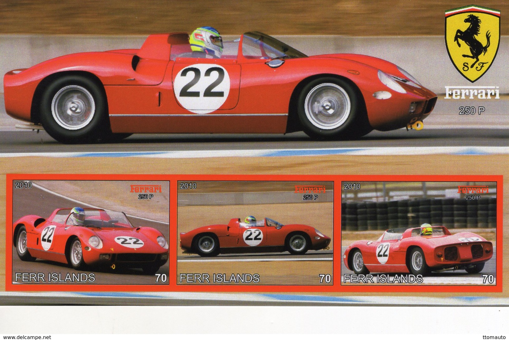 Ferrari 250 P -  3v Feuillet Mint/Neuf/MNH Imperf/Non Dentelé - Automobilismo