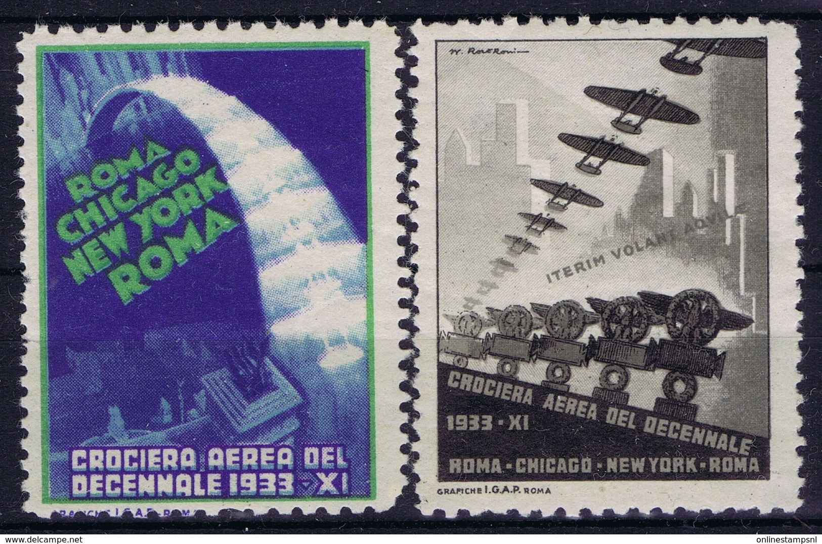 ITALY CROCIERA AEREA DEL DECENNALE 1933 ROMA - CHICAGO - NEW YORK ROMA - Posta Aerea