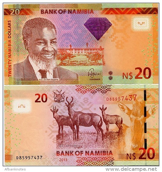 NAMIBIA       20 Dollars       P-12b       2013       UNC - Namibië