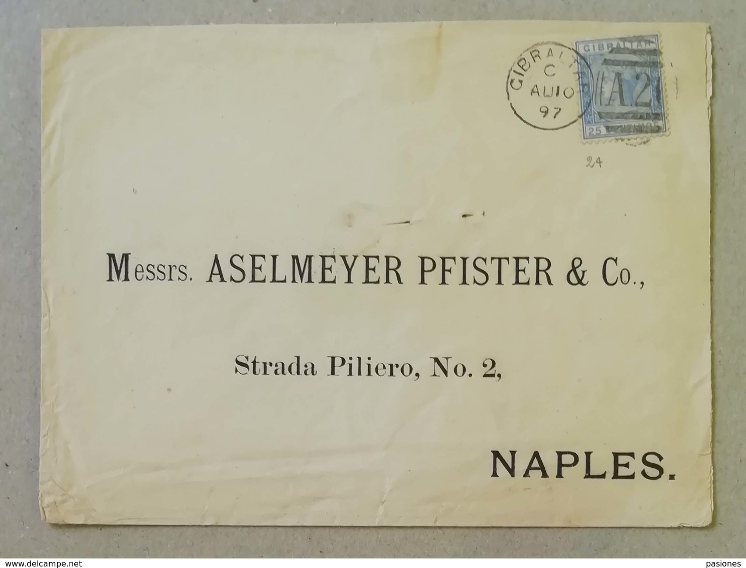 Busta Di Lettera Gibilterra-Napoli - Anno 1897 - Gibilterra