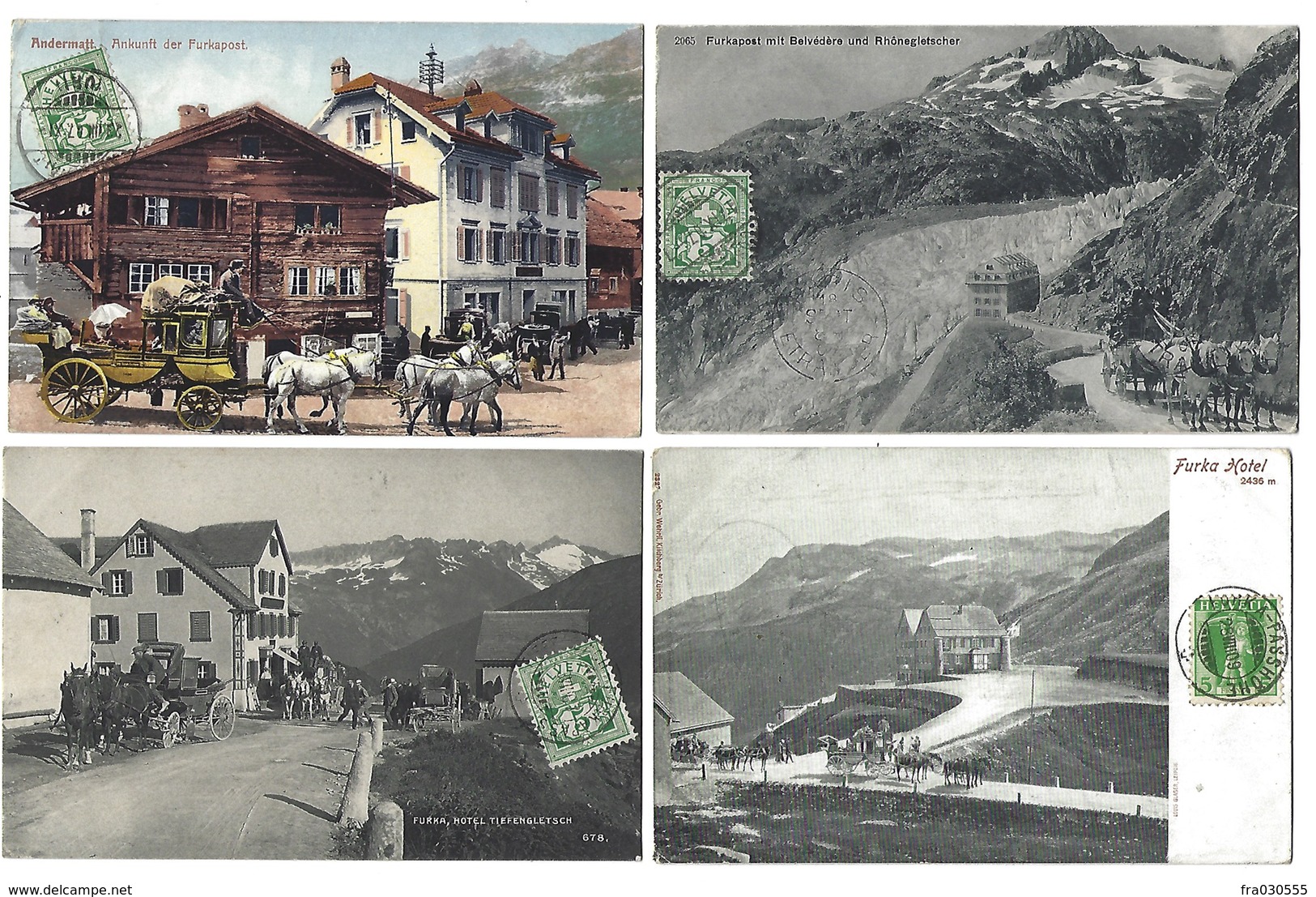 SUISSE - FURKA - Lot De 4 CPA - 1907 à 1909 - Attelages - Autres & Non Classés